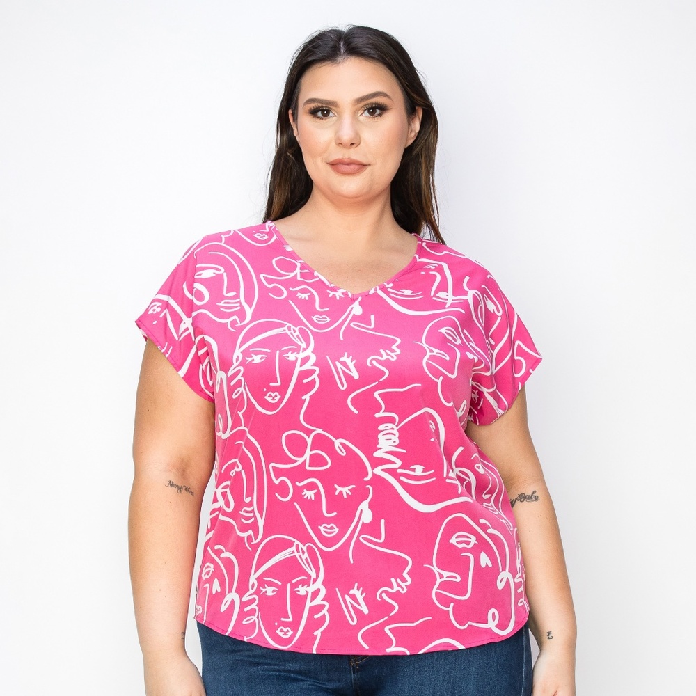 B-111-1，Print top，Plus Size ，Curve Size，Brand new